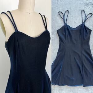 Vintage 90s Y2K All That Jazz Blue Metallic‎ Shimmery Dress Small Grunge Fairy